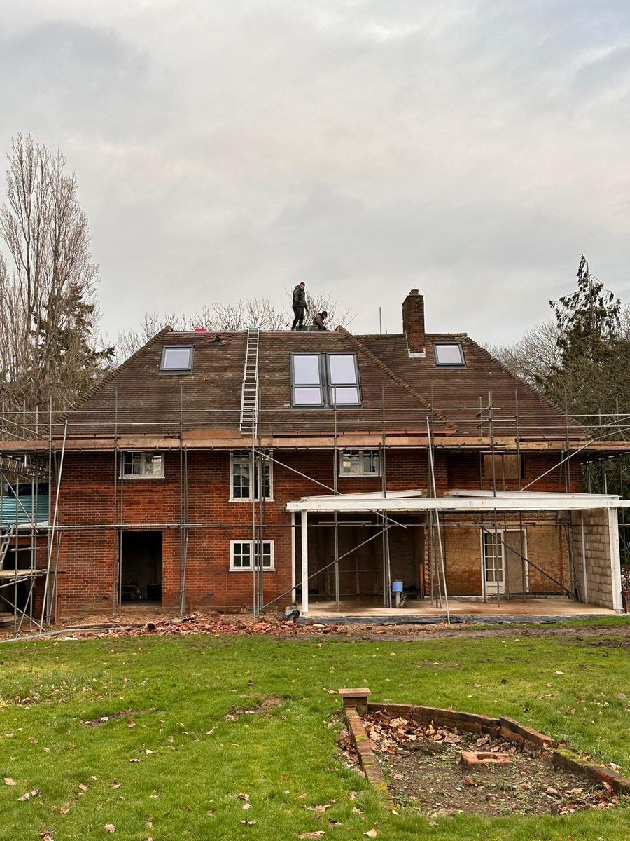 Structural rebuild in progress, Knebworth renovation